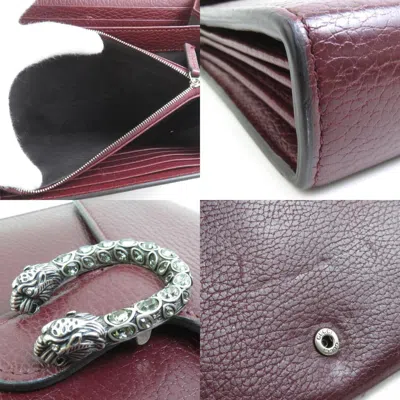 Pre-owned Gucci Bordeaux Leather Chain/shoulder Wallet () In Burgundy