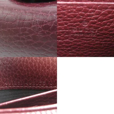 Pre-owned Gucci Bordeaux Leather Chain/shoulder Wallet () In Burgundy