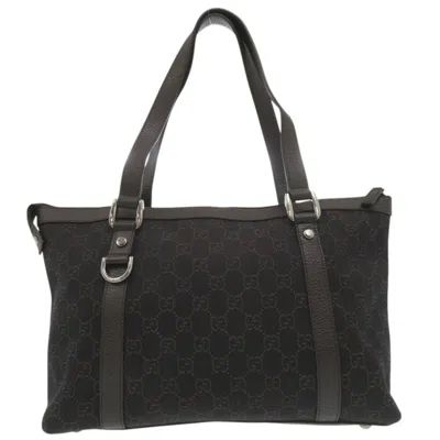 Pre-owned Gucci Dark Brown Canvas Leather Tote Bag ()