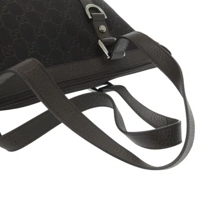 Pre-owned Gucci Dark Brown Canvas Leather Tote Bag ()