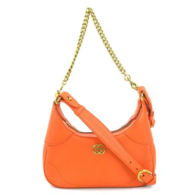 Pre-owned Gucci Gg Marmont Orange Leather Shoulder Bag ()