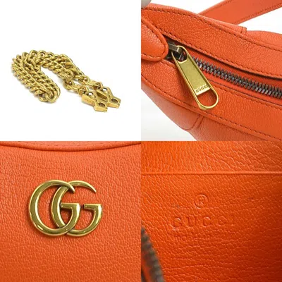 Pre-owned Gucci Gg Marmont Orange Leather Shoulder Bag ()