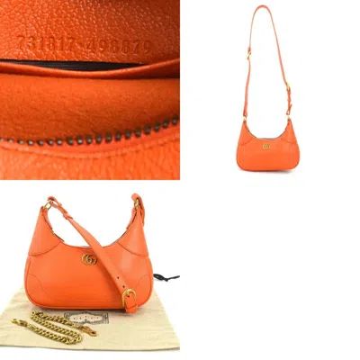 Pre-owned Gucci Gg Marmont Orange Leather Shoulder Bag ()