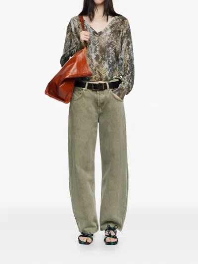 Bimba Y Lola Snake-print V-neck Sweater In Multi