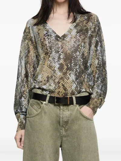Bimba Y Lola Snake-print V-neck Sweater In Multi