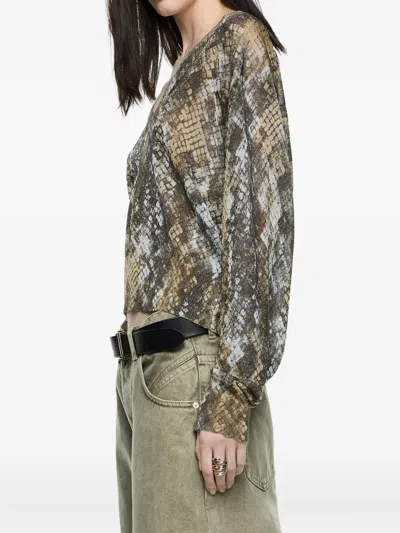 Bimba Y Lola Snake-print V-neck Sweater In Multi