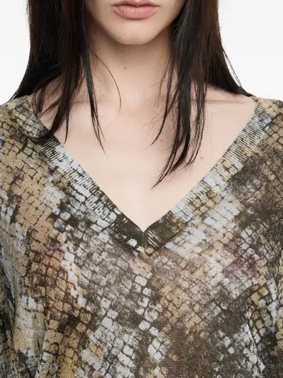 Bimba Y Lola Snake-print V-neck Sweater In Multi