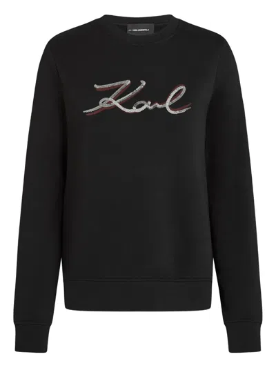 Karl Lagerfeld Sequin-embellished Logo Sweatshirt In Multi