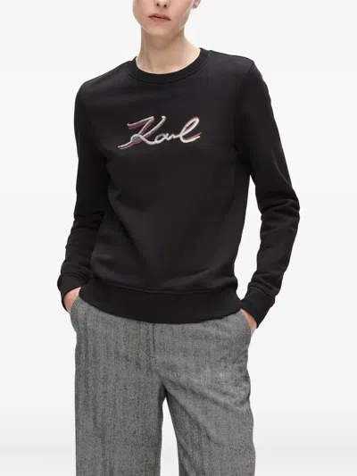 Karl Lagerfeld Sequin-embellished Logo Sweatshirt In Multi