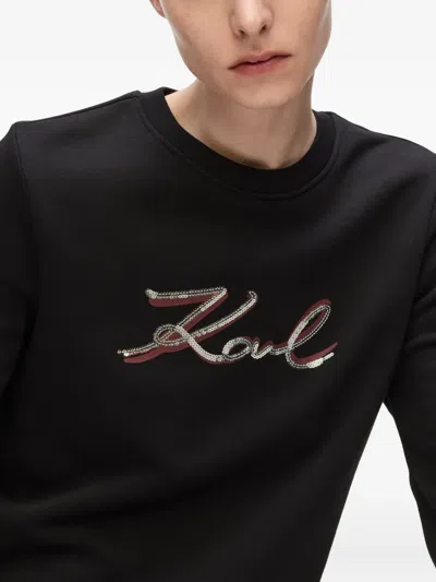 Karl Lagerfeld Sequin-embellished Logo Sweatshirt In Multi