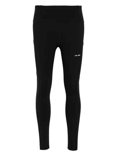 Team Wang Design Omens Black Logo-print Stretch-woven Leggings Xs In Animal Print