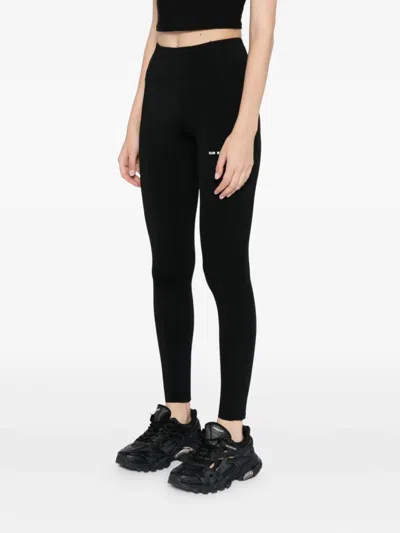 Team Wang Design Omens Black Logo-print Stretch-woven Leggings Xs In Animal Print