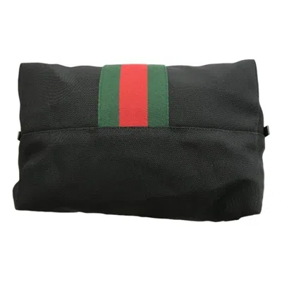 Pre-owned Gucci Sherry Line Black Canvas Leather Backpack ()