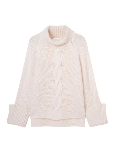 粗绞花针织高领毛衣