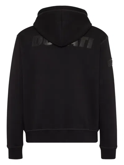 Dsquared2 'ducati X D2' Black Sweatshirt With Drawstring Hood And Maxi Logo Lettering On The Rear In Cotton Ma In Black
