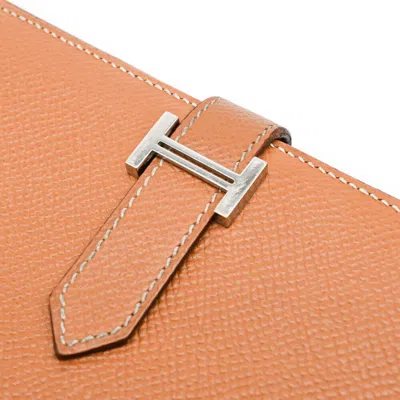 Pre-owned Hermes Bearn Gold Epsom Leather Long Wallet (bi-fold) ()