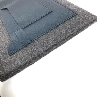Pre-owned Hermes Bicolor Gray Navy Felt Leather Clutch Bag Pouch ()