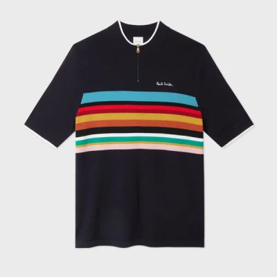 Paul Smith Logo-embroidered Striped Top In Blue