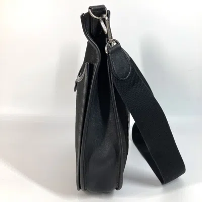 Pre-owned Hermes Black Leather Canvas Pochette Shoulder Bag ()