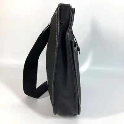 Pre-owned Hermes Black Leather Canvas Pochette Shoulder Bag ()