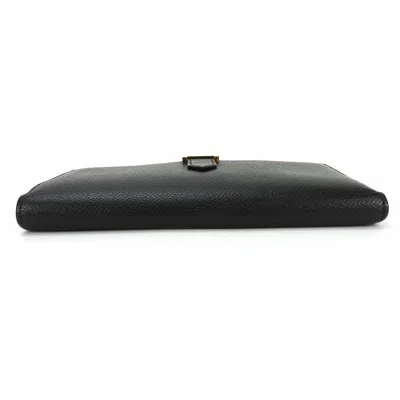 Pre-owned Hermes Black Leather Long Wallet (bi-fold) ()