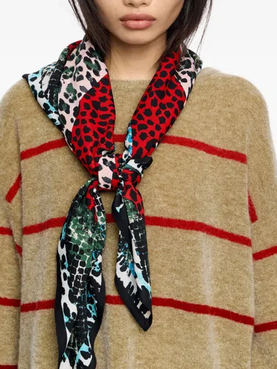 Bimba Y Lola Leopard-snake Print Scarf In Multi