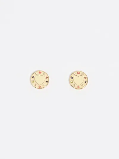 Bimba Y Lola Heart Enamel Earrings In Gold