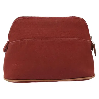 Pre-owned Hermes Hermès Bolide Burgundy Canvas Clutch Bag ()