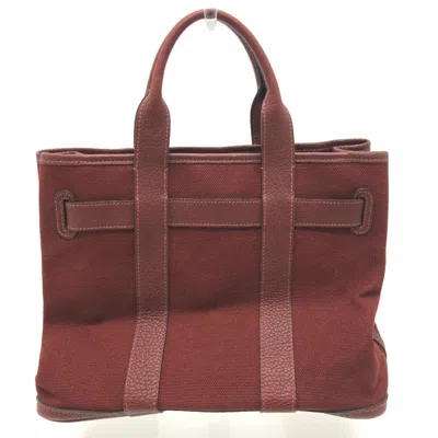 Pre-owned Hermes Bordeaux Canvas Leather Tote Bag ()