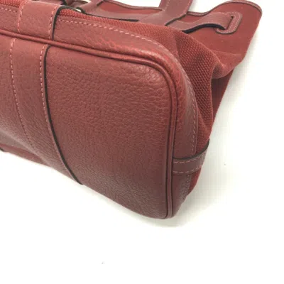 Pre-owned Hermes Bordeaux Canvas Leather Tote Bag ()