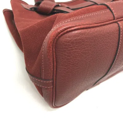 Pre-owned Hermes Bordeaux Canvas Leather Tote Bag ()