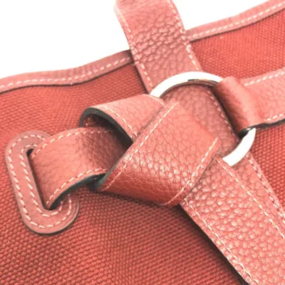 Pre-owned Hermes Bordeaux Canvas Leather Tote Bag ()