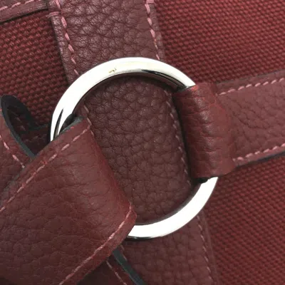 Pre-owned Hermes Bordeaux Canvas Leather Tote Bag ()
