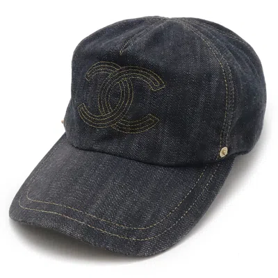 Pre-owned Chanel Denim Cap With Coco Mark, Blue