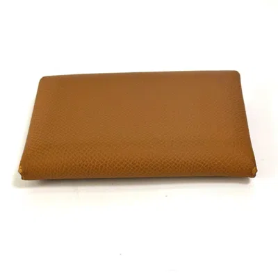 Pre-owned Hermes Brown Gold Brown Epsom Leather Coin Purse/coin Case ()
