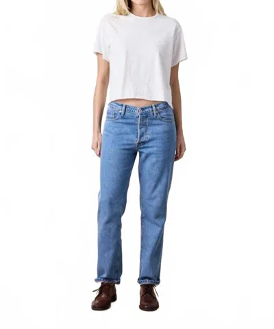 Nsf Owen Mid Rise Slouchy Straight Jean In Oceanside In Blue