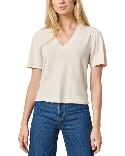 Lilla P V-neck Linen-blend Sweater In Gray
