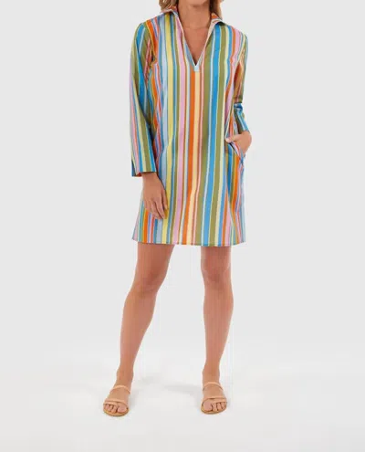 Livro Short Kurta Dress In Awning Stripes In Multi