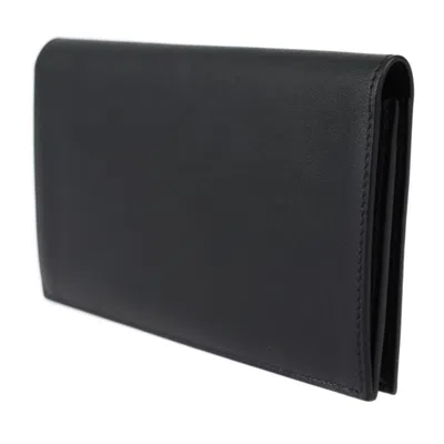 Pre-owned Hermes Citizen Twill Black Swift Leather Wallet (bi-fold) ()