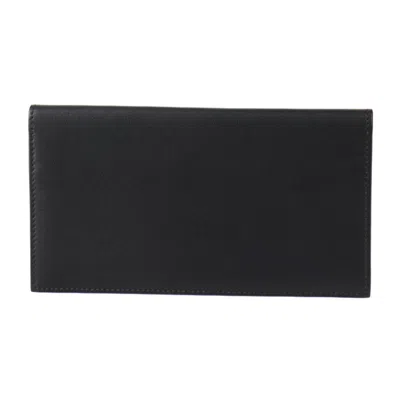 Pre-owned Hermes Citizen Twill Black Swift Leather Wallet (bi-fold) ()