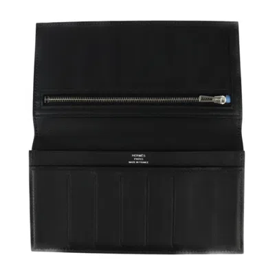 Pre-owned Hermes Citizen Twill Black Swift Leather Wallet (bi-fold) ()