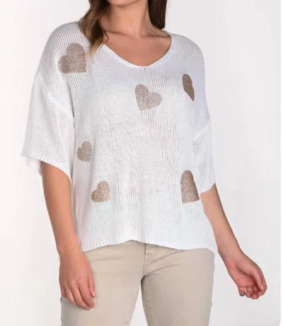 Frank Lyman Off White Knit Heart Sweater In White