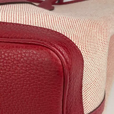 Pre-owned Hermes Ecru Red Color Rouge H Toile H Negonda Leather Handbag Shoulder Bag Tote Bag ()