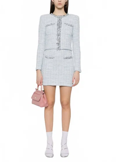 Self-portrait Blue Checked Cardigan In Blue