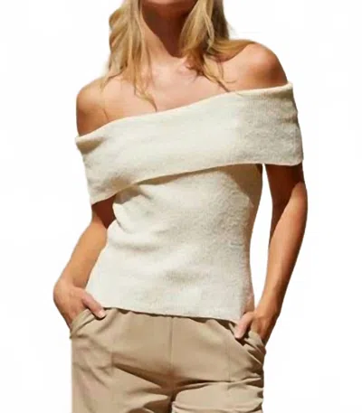 Crescent Nyla Off Sweater Shoulder Top In White In Multi