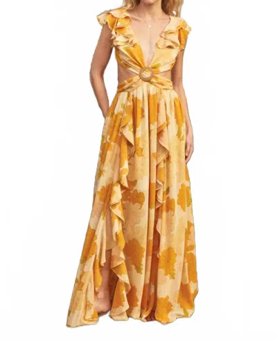 Dress Forum Hugs And Kisses Cutout Frilly Maxi Dress In Mango Blossom In Multi