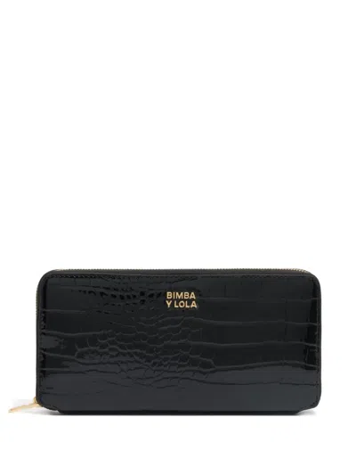 Bimba Y Lola Crocodile-effect Zip-around Wallet In Gold