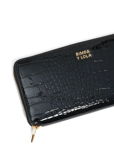 Bimba Y Lola Crocodile-effect Zip-around Wallet In Gold