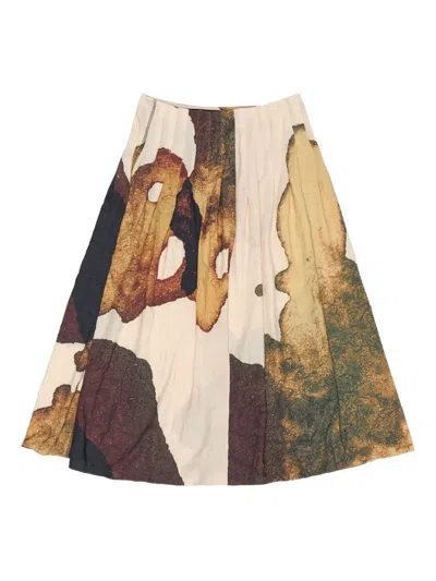 Bimba Y Lola Pleated Abstract-print Skirt In Multi