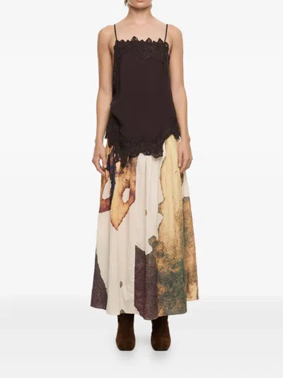 Bimba Y Lola Pleated Abstract-print Skirt In Multi